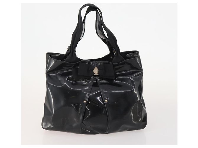 Borsa Salvatore Ferragamo in nylon e pelle vernice 2 set nero Auth BA13155 - vista 2