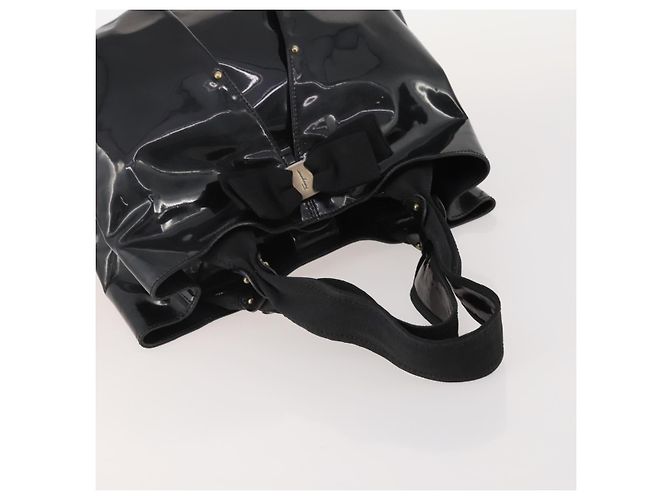 Borsa Salvatore Ferragamo in nylon e pelle vernice 2 set nero Auth BA13155 - vista 5