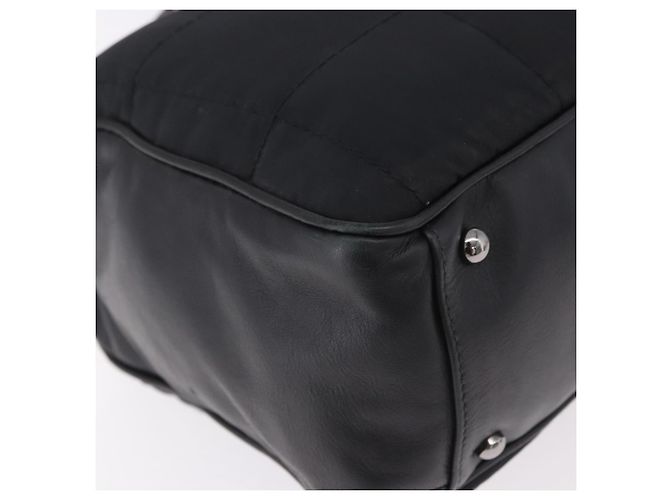 CHANEL Choco Bar Hand Bag Nylon Black Silver CC Auth 183944SAM Nero Argento - vista 16