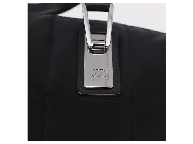 CHANEL Choco Bar Hand Bag Nylon Black Silver CC Auth 183944SAM Nero Argento - vista 18