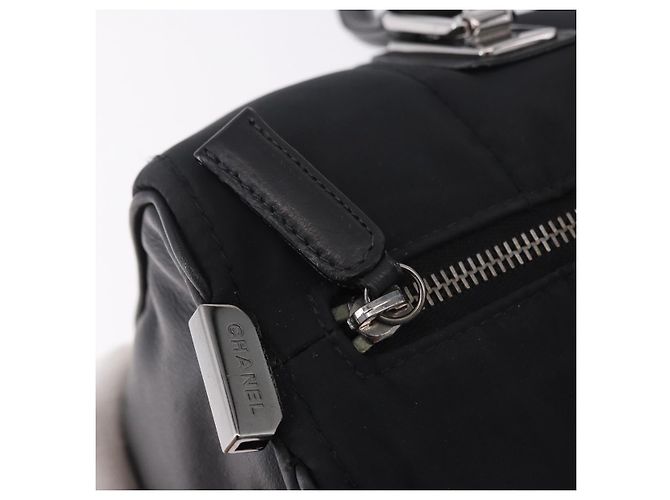 CHANEL Choco Bar Hand Bag Nylon Black Silver CC Auth 183944SAM Nero Argento - vista 19