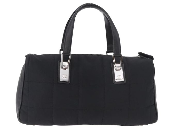 CHANEL Choco Bar Hand Bag Nylon Black Silver CC Auth 183944SAM Nero Argento - vista 2