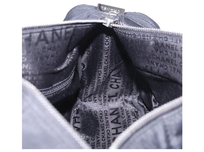 CHANEL Choco Bar Hand Bag Nylon Black Silver CC Auth 183944SAM Nero Argento - vista 21