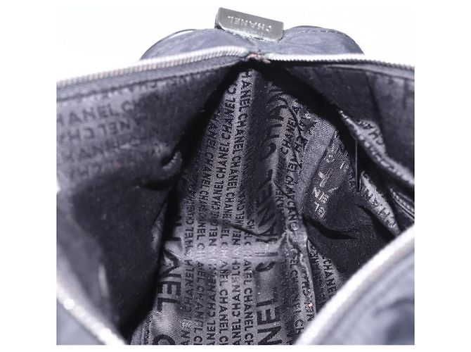 CHANEL Choco Bar Hand Bag Nylon Black Silver CC Auth 183944SAM Nero Argento - vista 22
