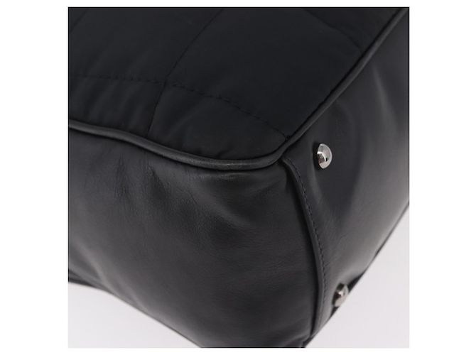 CHANEL Choco Bar Hand Bag Nylon Black Silver CC Auth 183944SAM Nero Argento - vista 8