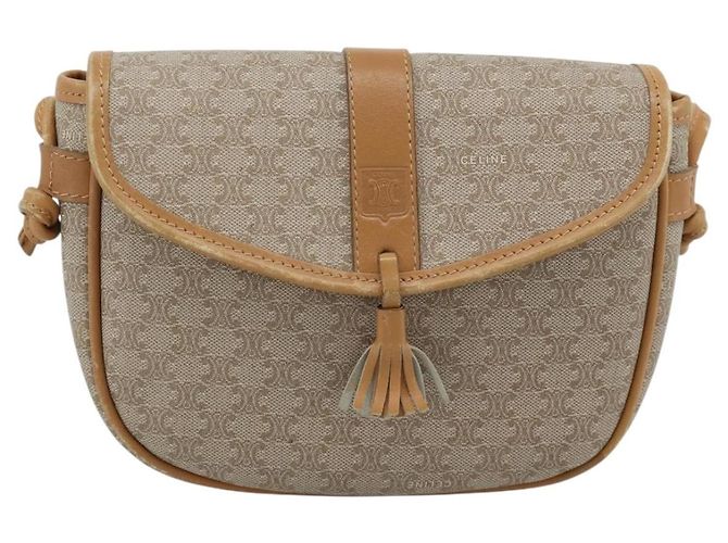 Céline Borsa a Spalla CELINE in Tela Macadam PVC Beige Oro Auth 183000A D'oro - vista 13