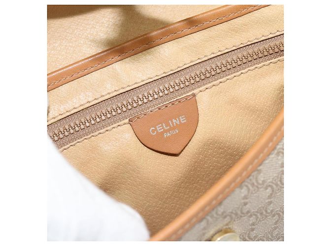 Céline Borsa a Spalla CELINE in Tela Macadam PVC Beige Oro Auth 183000A D'oro - vista 19