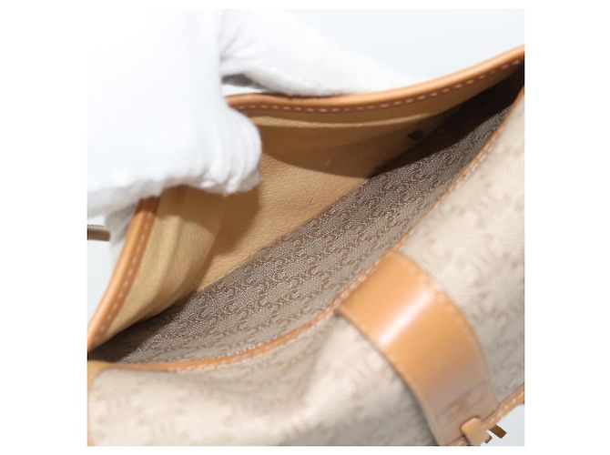 Céline Borsa a Spalla CELINE in Tela Macadam PVC Beige Oro Auth 183000A D'oro - vista 23