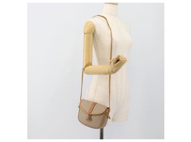 Céline Borsa a Spalla CELINE in Tela Macadam PVC Beige Oro Auth 183000A D'oro - vista 24