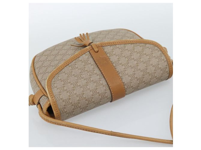 Céline Borsa a Spalla CELINE in Tela Macadam PVC Beige Oro Auth 183000A D'oro - vista 6