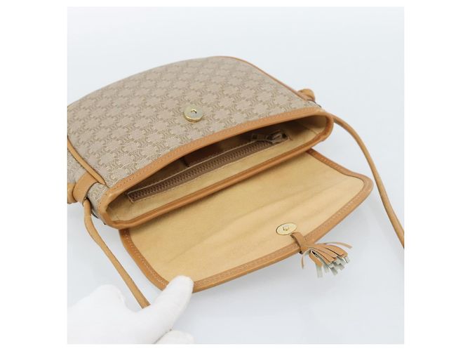 Céline Borsa a Spalla CELINE in Tela Macadam PVC Beige Oro Auth 183000A D'oro - vista 9