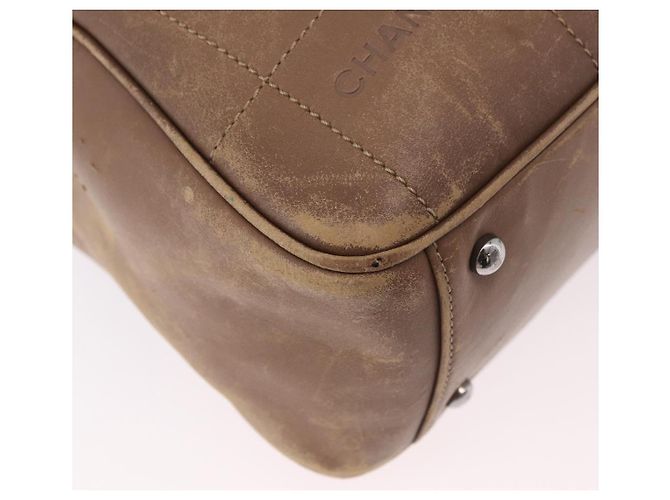 Bolsa CHANEL Choco Bar em pele de cordeiro marrom com CC prateado Autêntica 183856 Prata - vista 16