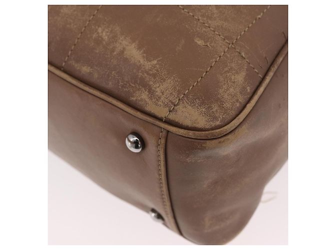 Bolsa CHANEL Choco Bar em pele de cordeiro marrom com CC prateado Autêntica 183856 Prata - vista 17