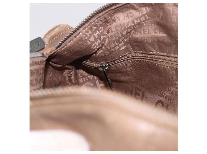Bolsa CHANEL Choco Bar em pele de cordeiro marrom com CC prateado Autêntica 183856 Prata - vista 22