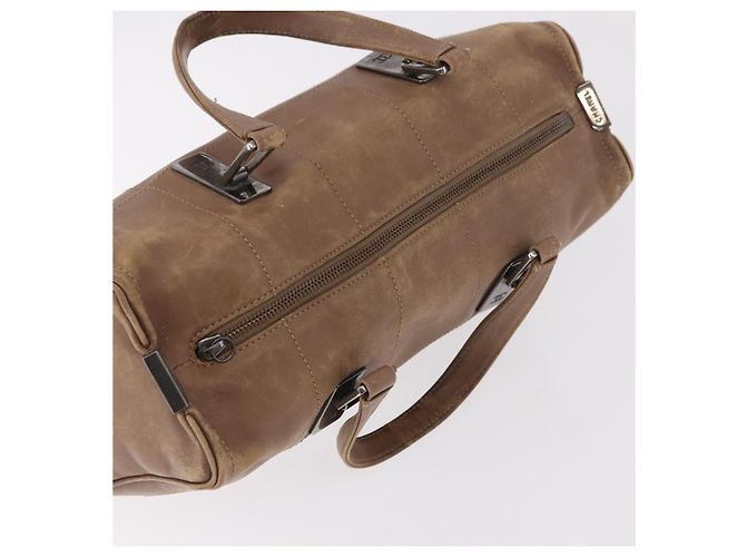 Bolsa CHANEL Choco Bar em pele de cordeiro marrom com CC prateado Autêntica 183856 Prata - vista 6