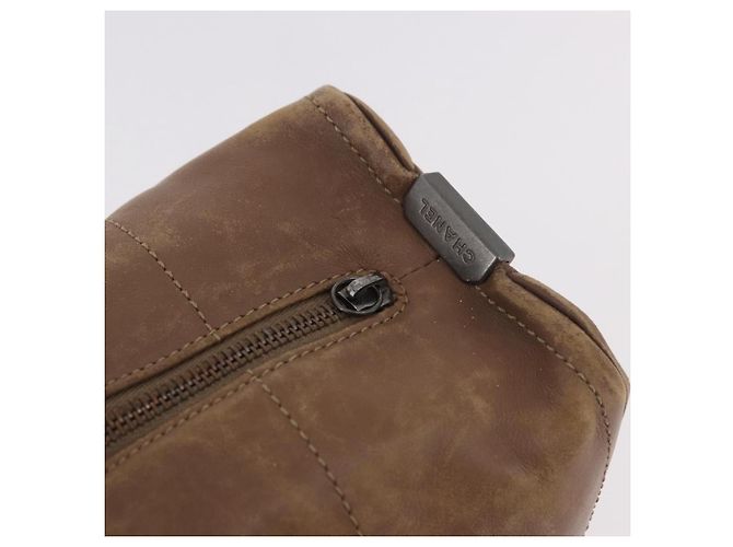 Bolsa CHANEL Choco Bar em pele de cordeiro marrom com CC prateado Autêntica 183856 Prata - vista 9