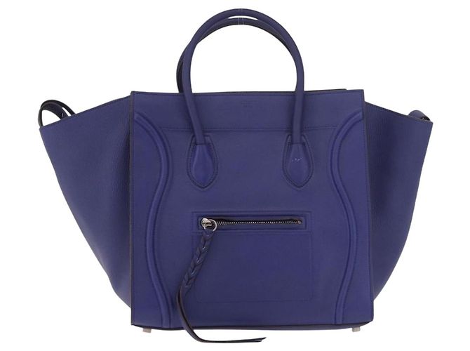 Céline Borsa CELINE Luggage Phantom in pelle blu argento autentica ep14638A - vista 13
