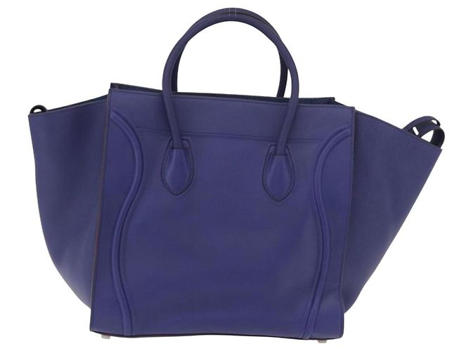 Céline Borsa CELINE Luggage Phantom in pelle blu argento autentica ep14638A - vista 2