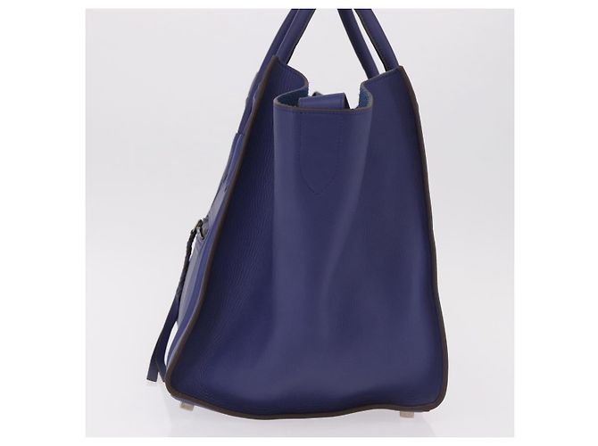 Céline Borsa CELINE Luggage Phantom in pelle blu argento autentica ep14638A - vista 3