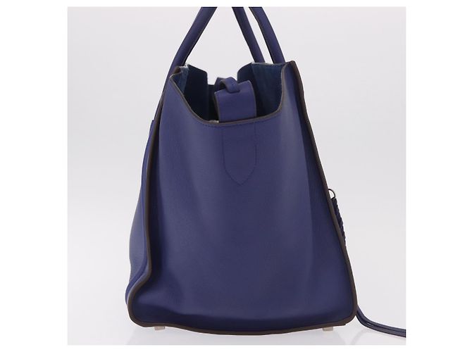 Céline Borsa CELINE Luggage Phantom in pelle blu argento autentica ep14638A - vista 4