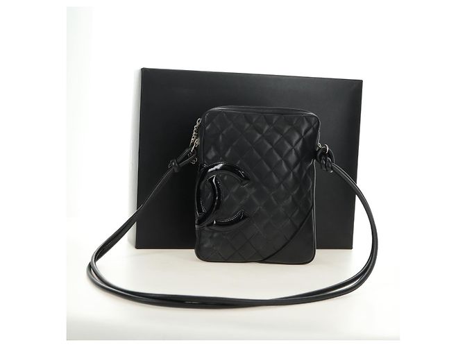 CHANEL Cambon Line Shoulder Bag Pelle Nera Argento CC Auth ka4610V Nero - vista 12