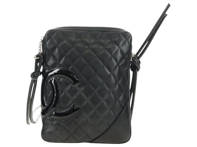 CHANEL Cambon Line Shoulder Bag Pelle Nera Argento CC Auth ka4610V Nero - vista 13