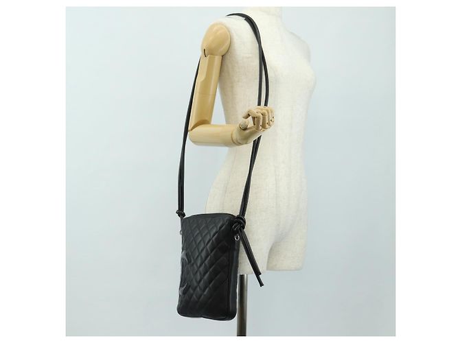CHANEL Cambon Line Shoulder Bag Pelle Nera Argento CC Auth ka4610V Nero - vista 27