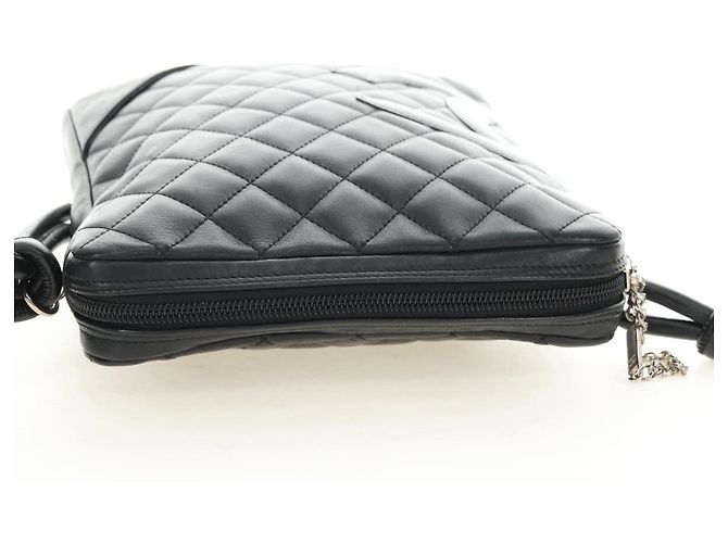 CHANEL Cambon Line Shoulder Bag Pelle Nera Argento CC Auth ka4610V Nero - vista 7