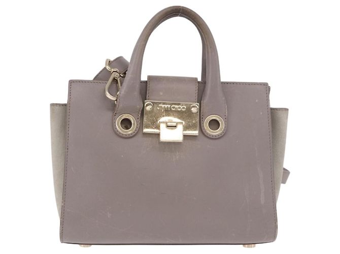Borsa Jimmy Choo in pelle 2way Grigio Oro Auth bs35431 Marrone D'oro - vista 13