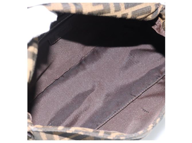 FENDI Zucca Canvas Mamma Baguette Shoulder Bag Black Brown Auth 183009M Marrone Nero - vista 10