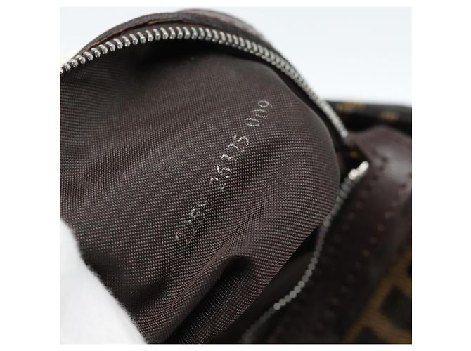 FENDI Zucca Canvas Mamma Baguette Shoulder Bag Black Brown Auth 183009M Marrone Nero - vista 11