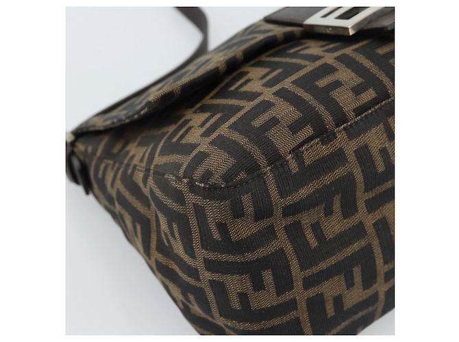 FENDI Zucca Canvas Mamma Baguette Shoulder Bag Black Brown Auth 183009M Marrone Nero - vista 15
