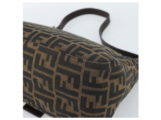 FENDI Zucca Canvas Mamma Baguette Shoulder Bag Black Brown Auth 183009M Marrone Nero - vista 16
