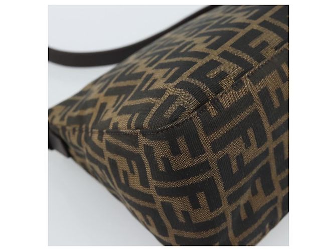 FENDI Zucca Canvas Mamma Baguette Shoulder Bag Black Brown Auth 183009M Marrone Nero - vista 17