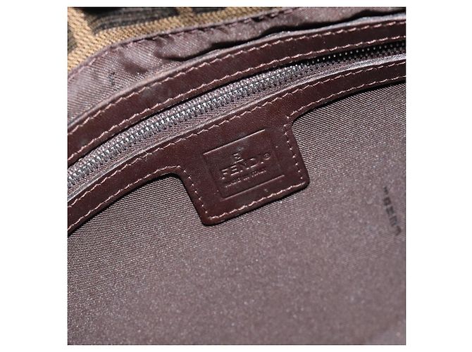 FENDI Zucca Canvas Mamma Baguette Shoulder Bag Black Brown Auth 183009M Marrone Nero - vista 19