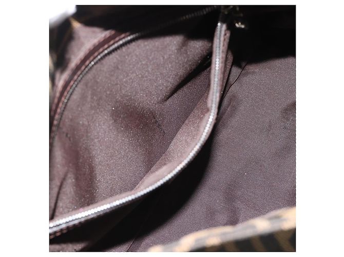 FENDI Zucca Canvas Mamma Baguette Shoulder Bag Black Brown Auth 183009M Marrone Nero - vista 23