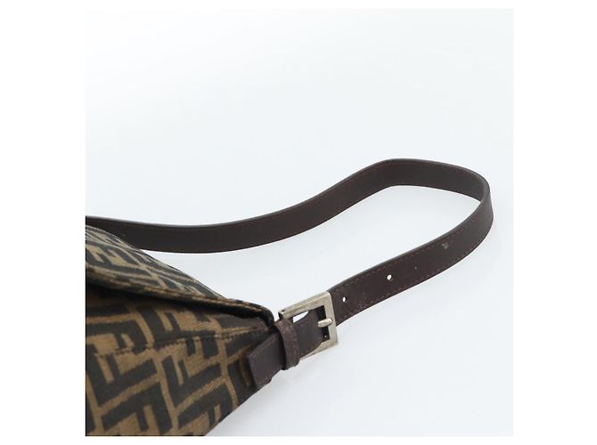 FENDI Zucca Canvas Mamma Baguette Shoulder Bag Black Brown Auth 183009M Marrone Nero - vista 8