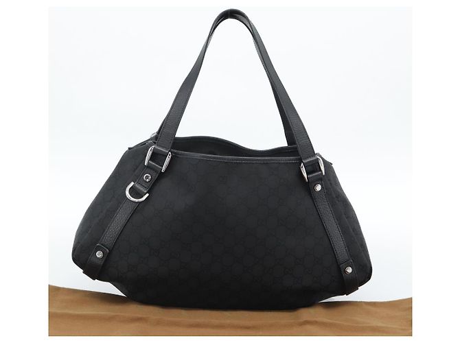 Sac cabas GUCCI GG Canvas Abbey Black Silver 293578 Auth 183995V Noir Argenté - vue 12