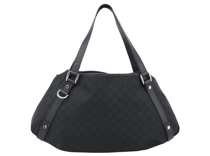 Sac cabas GUCCI GG Canvas Abbey Black Silver 293578 Auth 183995V Noir Argenté - vue 13