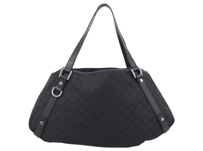 Sac cabas GUCCI GG Canvas Abbey Black Silver 293578 Auth 183995V Noir Argenté - vue 2