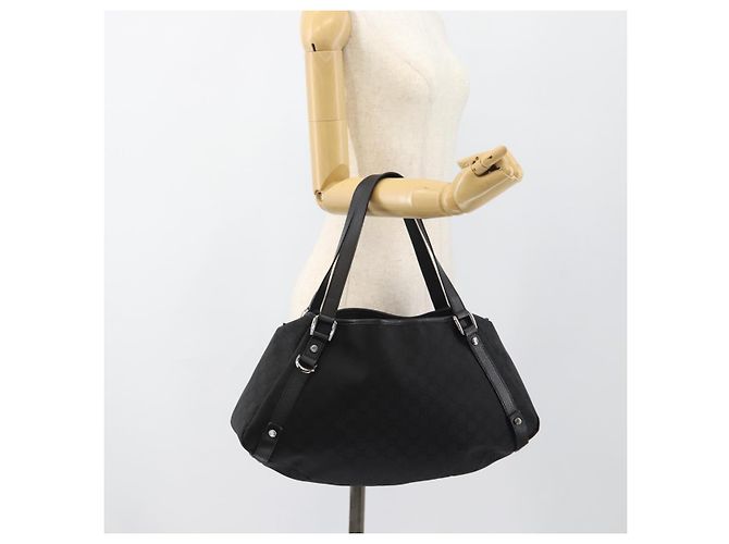 Sac cabas GUCCI GG Canvas Abbey Black Silver 293578 Auth 183995V Noir Argenté - vue 22