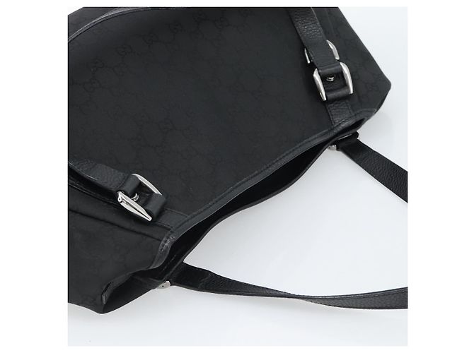 Sac cabas GUCCI GG Canvas Abbey Black Silver 293578 Auth 183995V Noir Argenté - vue 6