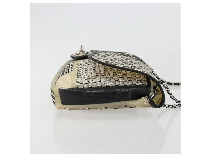 CHANEL Chain Shoulder Bag Vinyl Grau Silber CC Authentisch 182631SAV Braun - Ansicht 3