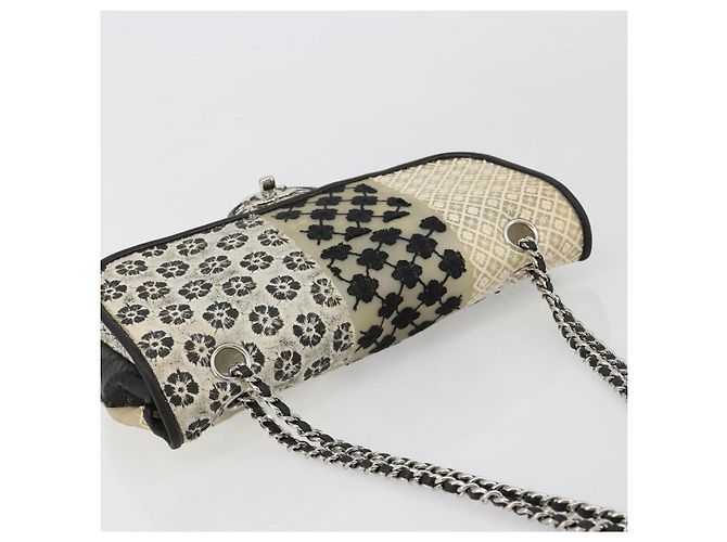 CHANEL Chain Shoulder Bag Vinyl Grau Silber CC Authentisch 182631SAV Braun - Ansicht 6
