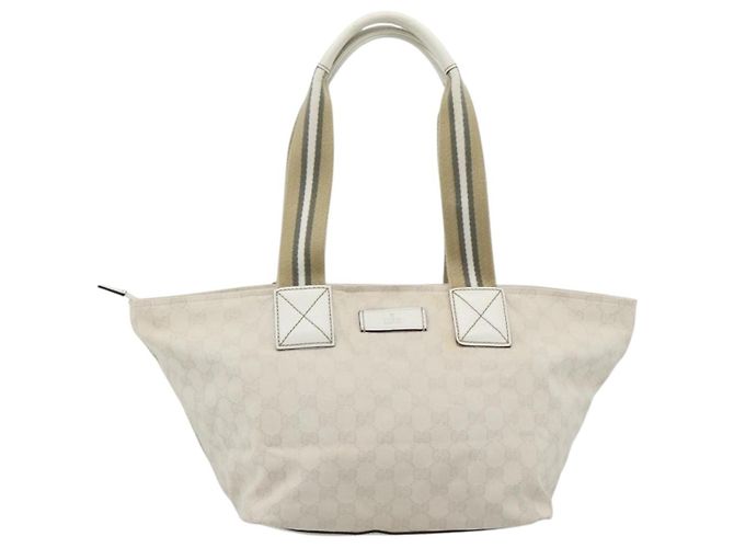 Borsa GUCCI GG Canvas Sherry Line White Gold 131230 Auth 183994 Bianco D'oro - vista 13
