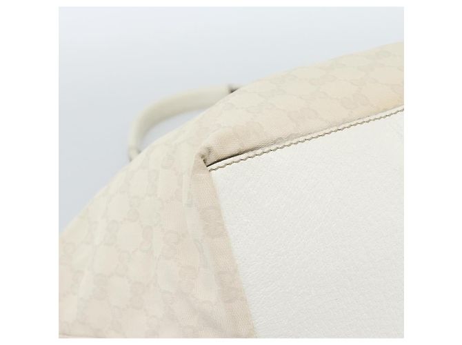 Borsa GUCCI GG Canvas Sherry Line White Gold 131230 Auth 183994 Bianco D'oro - vista 14