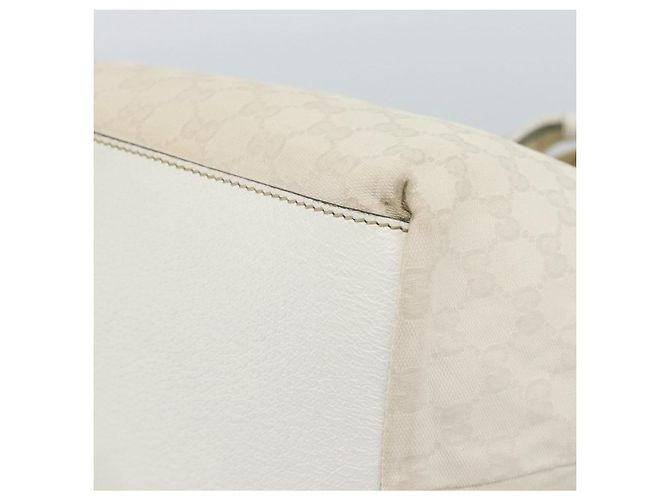 Borsa GUCCI GG Canvas Sherry Line White Gold 131230 Auth 183994 Bianco D'oro - vista 15