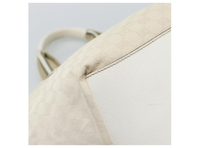 Borsa GUCCI GG Canvas Sherry Line White Gold 131230 Auth 183994 Bianco D'oro - vista 16
