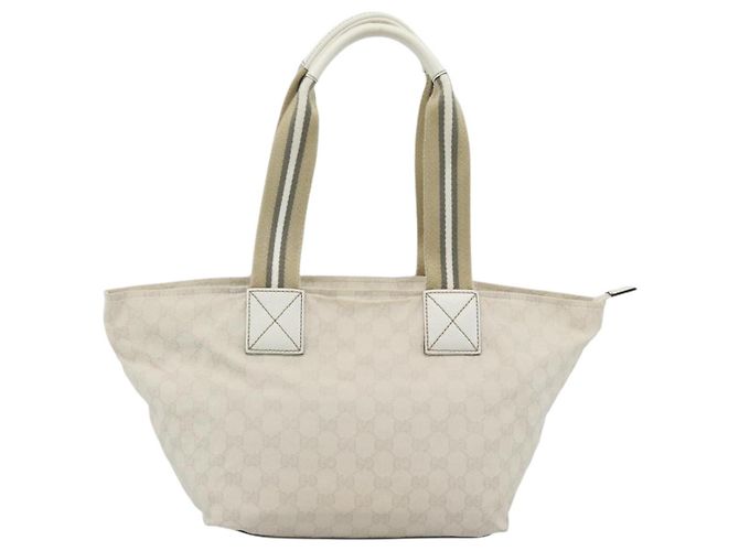 Borsa GUCCI GG Canvas Sherry Line White Gold 131230 Auth 183994 Bianco D'oro - vista 2