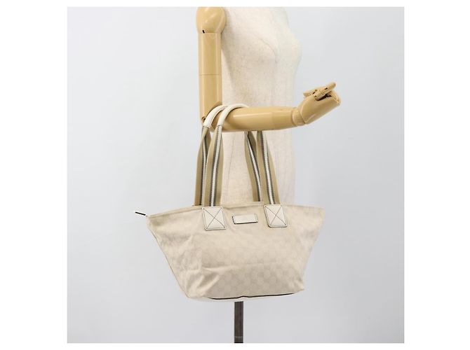Borsa GUCCI GG Canvas Sherry Line White Gold 131230 Auth 183994 Bianco D'oro - vista 21